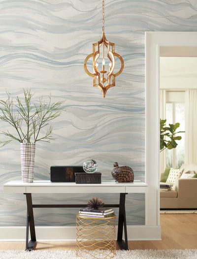 product image for Currents Wallpaper Mural in Blue from the Dazzling Dimensions Vol. 2 Collection by Antonina Vella 91