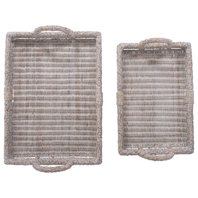product image for decorative rattan trays with handles set of 2 by bd edition df3146 3 58