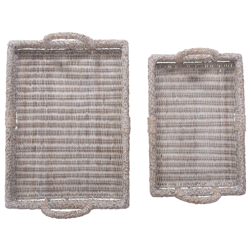 media image for decorative rattan trays with handles set of 2 by bd edition df3146 3 219