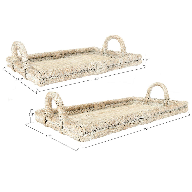 media image for decorative rattan trays with handles set of 2 by bd edition df3146 4 211