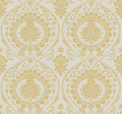 product image of Imperial Damask Wallpaper in Linen/Gold from Damask Resource Library by York Wallcoverings 548