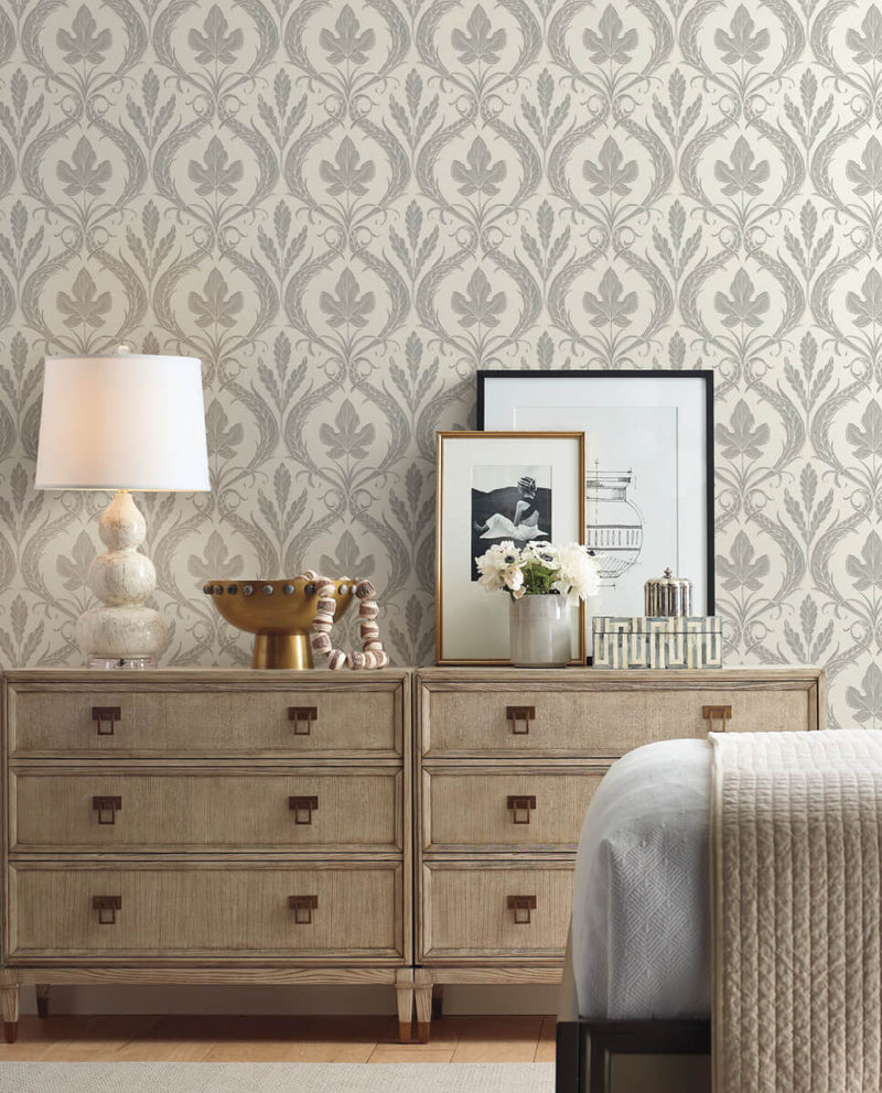 media image for Adirondack Damask Wallpaper in Grey/Beige from Damask Resource Library by York Wallcoverings 259