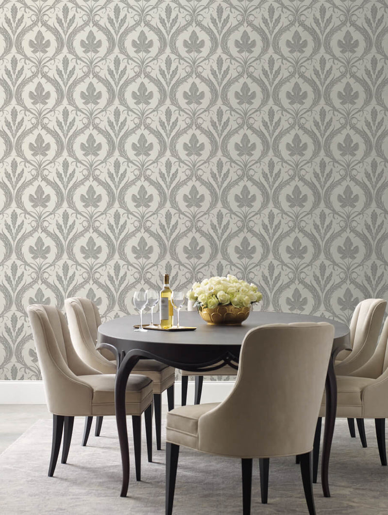media image for Adirondack Damask Wallpaper in Grey/Beige from Damask Resource Library by York Wallcoverings 233