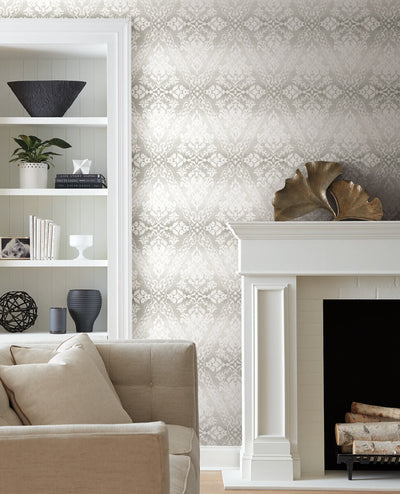 product image for Tudor Diamond Damask Wallpaper in Grey from Damask Resource Library by York Wallcoverings 52