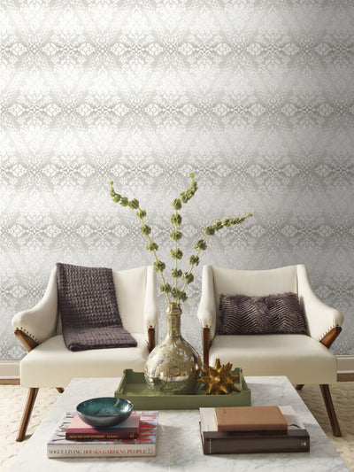 product image for Tudor Diamond Damask Wallpaper in Grey from Damask Resource Library by York Wallcoverings 50