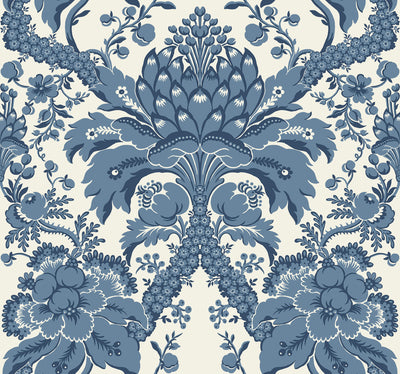 product image for French Artichoke Wallpaper in Indigo from Damask Resource Library by York Wallcoverings 6