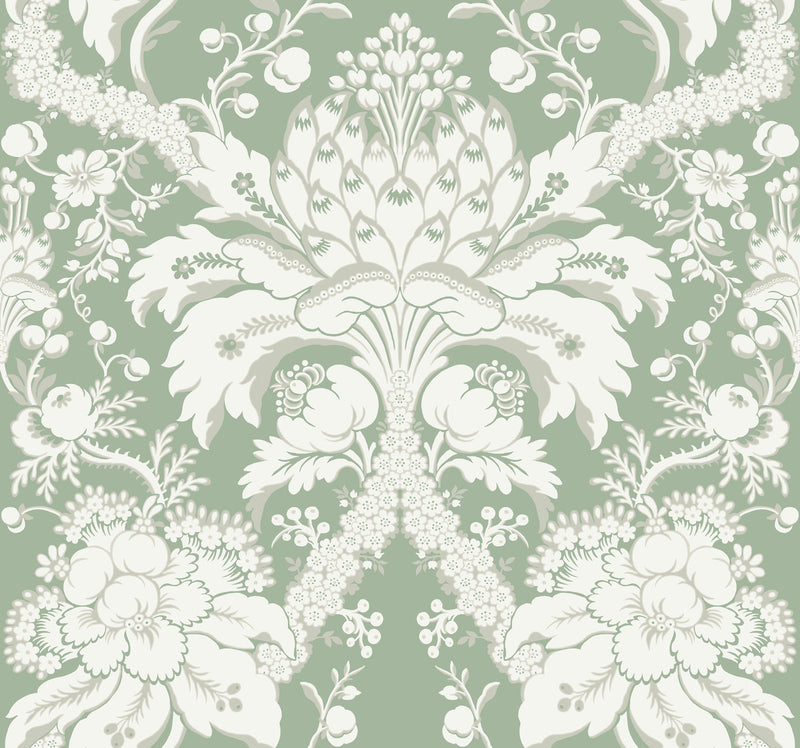 media image for French Artichoke Wallpaper in Green from Damask Resource Library by York Wallcoverings 276