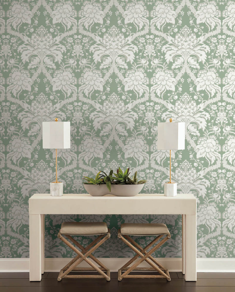 media image for French Artichoke Wallpaper in Green from Damask Resource Library by York Wallcoverings 294