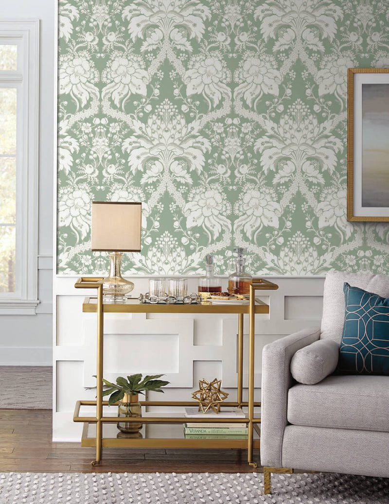 media image for French Artichoke Wallpaper in Green from Damask Resource Library by York Wallcoverings 21