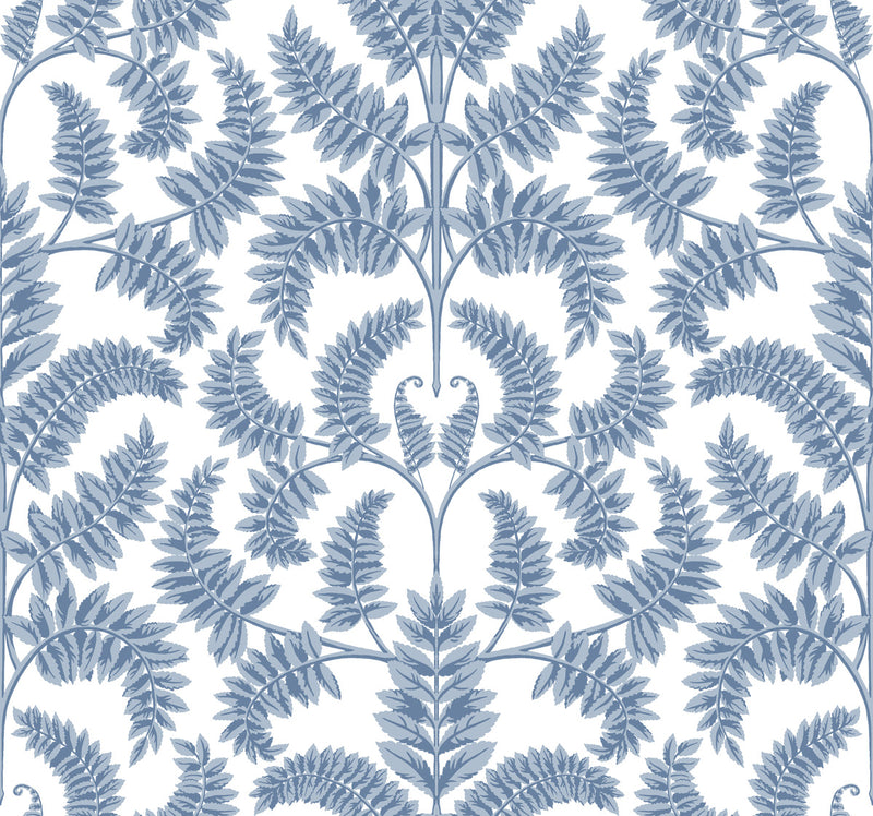 media image for Royal Fern Damask Wallpaper in Blue from Damask Resource Library by York Wallcoverings 238