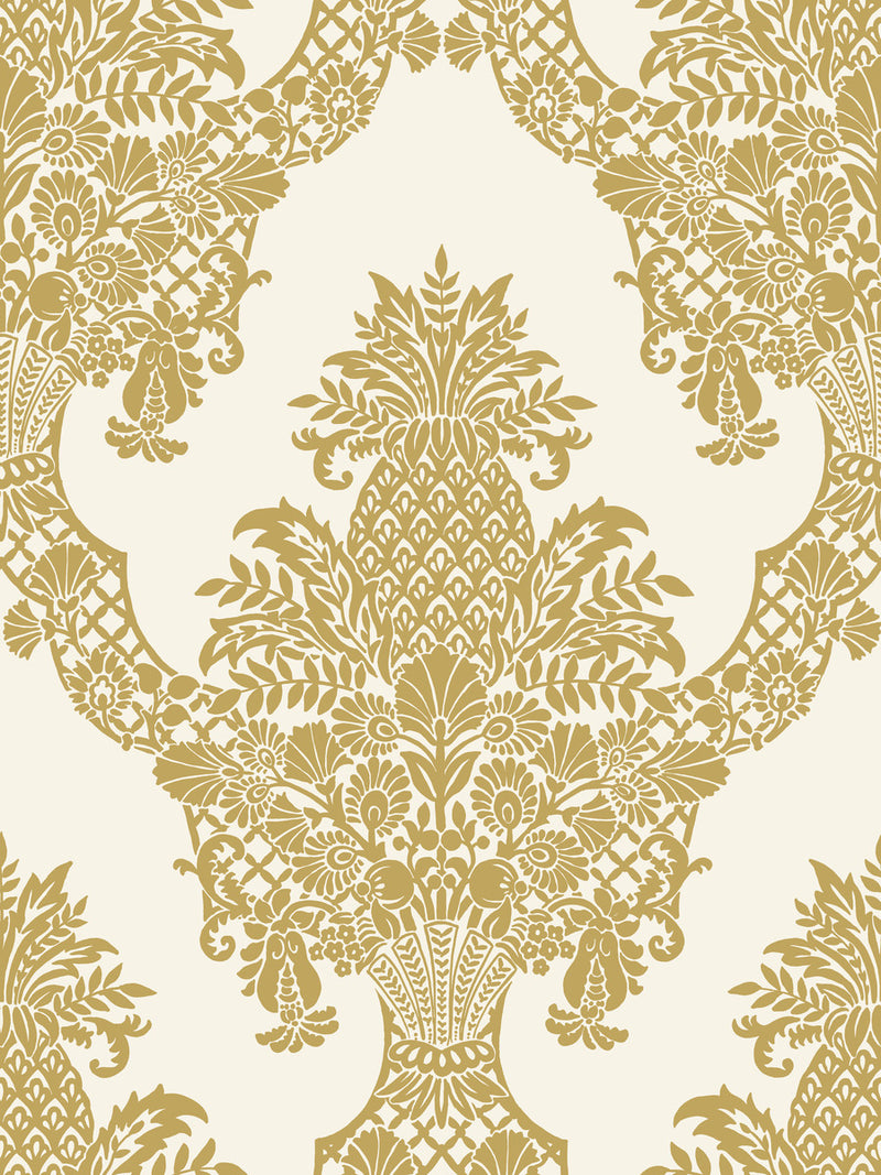 media image for Pineapple Plantation Wallpaper in Gold from Damask Resource Library by York Wallcoverings 258