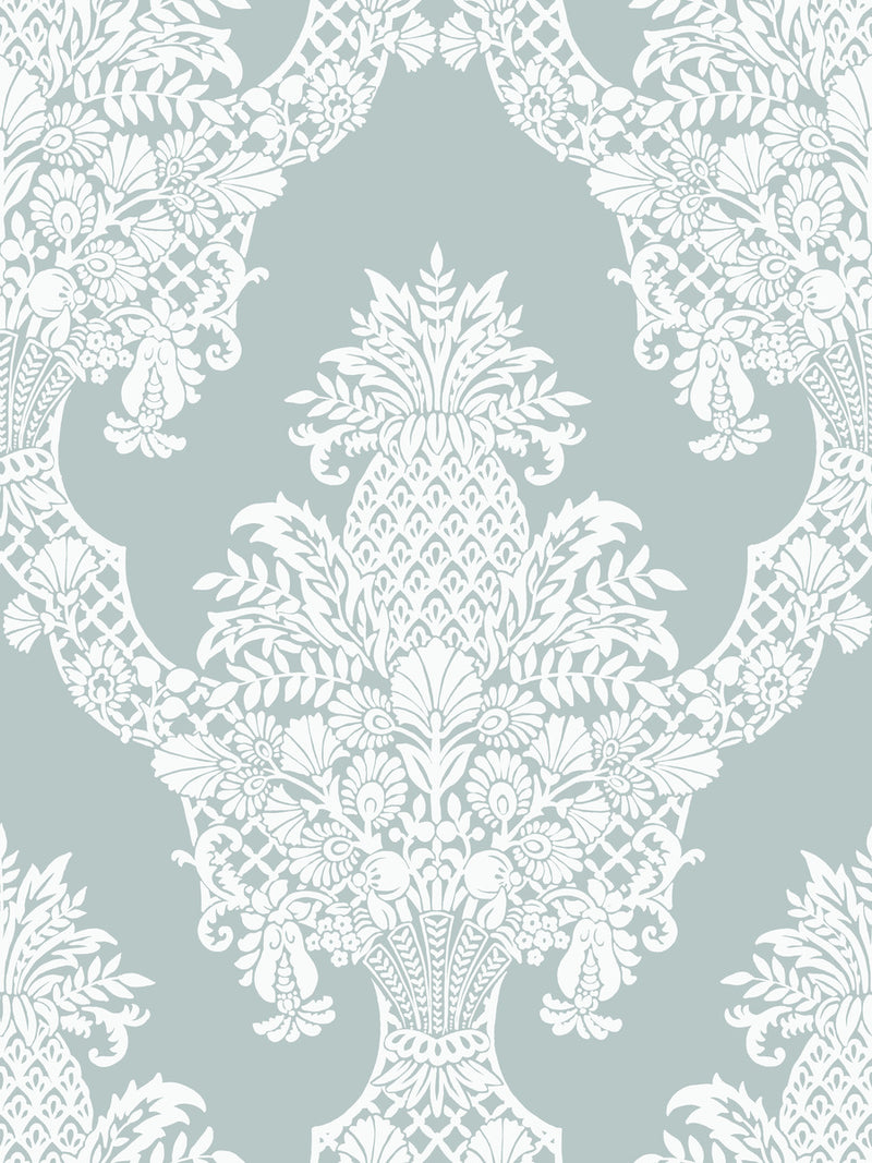 media image for Pineapple Plantation Wallpaper in Sea Blue from Damask Resource Library by York Wallcoverings 250