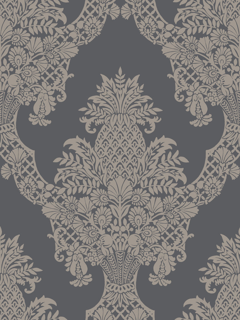 media image for Pineapple Plantation Wallpaper in Charcoal from Damask Resource Library by York Wallcoverings 223