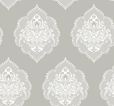 product image of Signet Medallion Wallpaper in Grey from Damask Resource Library by York Wallcoverings 591