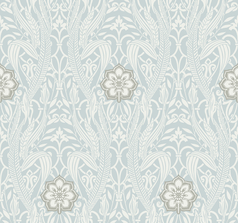 media image for Gatsby Damask Wallpaper in Sky from Damask Resource Library by York Wallcoverings 278