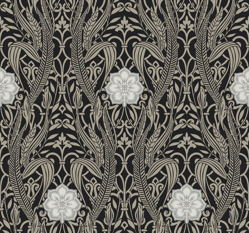 media image for Gatsby Damask Wallpaper in Black from Damask Resource Library by York Wallcoverings 231