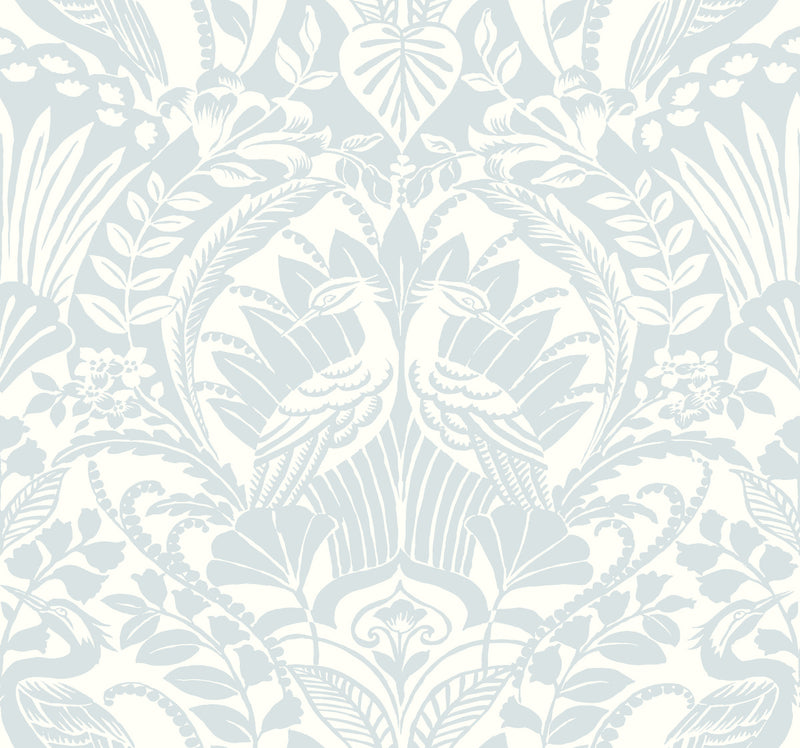 media image for Egret Damask Wallpaper in Sky Blue from Damask Resource Library by York Wallcoverings 253