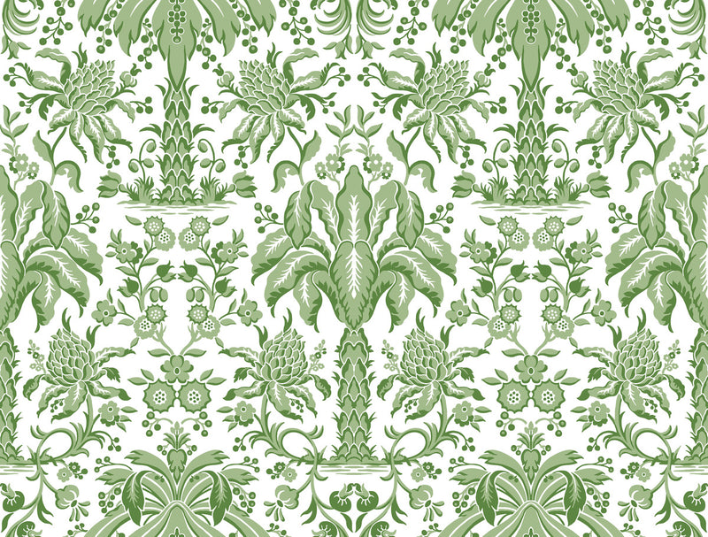 media image for Palmetto Palm Damask Wallpaper in Green from Damask Resource Library by York Wallcoverings 292