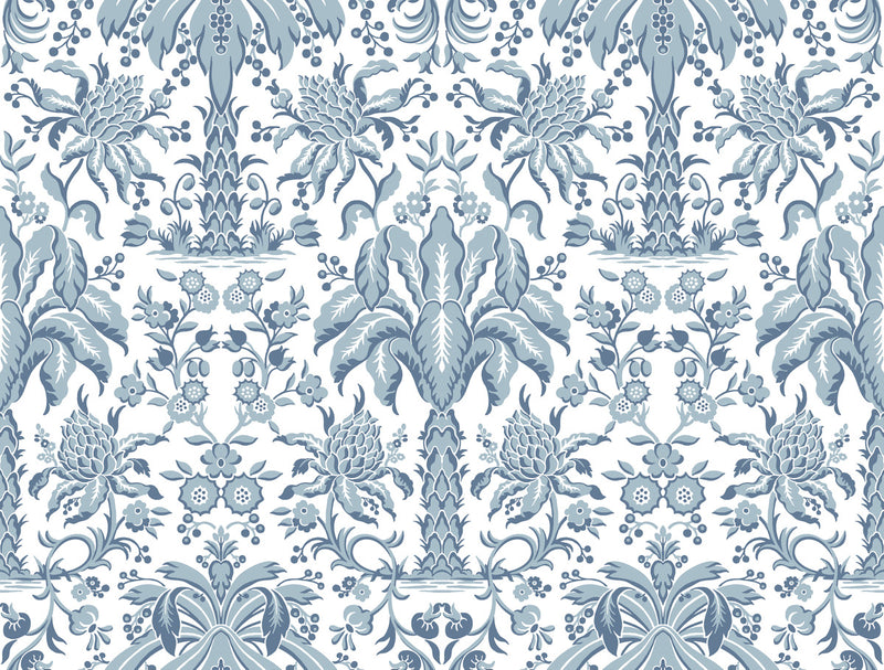 media image for Palmetto Palm Damask Wallpaper in Blue from Damask Resource Library by York Wallcoverings 28