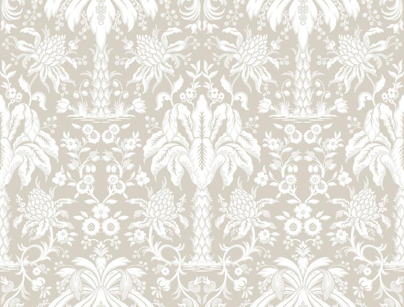 media image for Palmetto Palm Damask Wallpaper in Beige from Damask Resource Library by York Wallcoverings 225