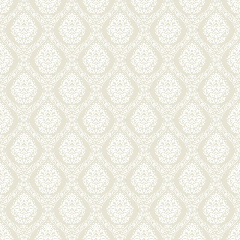 media image for Petite Ogee Wallpaper in Beige from Damask Resource Library by York Wallcoverings 230