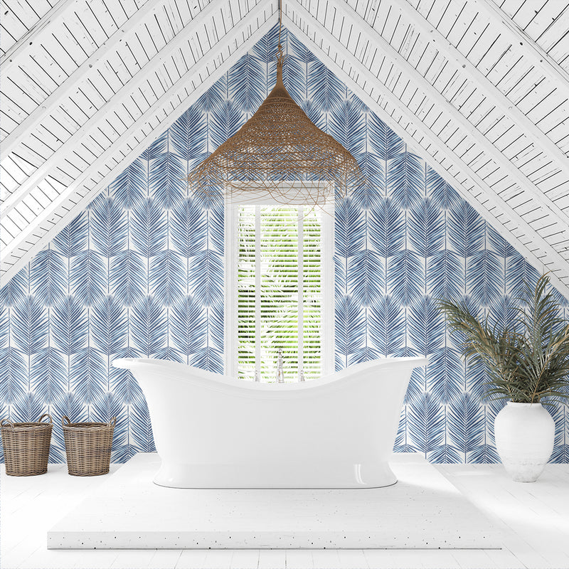 media image for Paradise Palm Wallpaper in Coastal Blue by DuPont 23