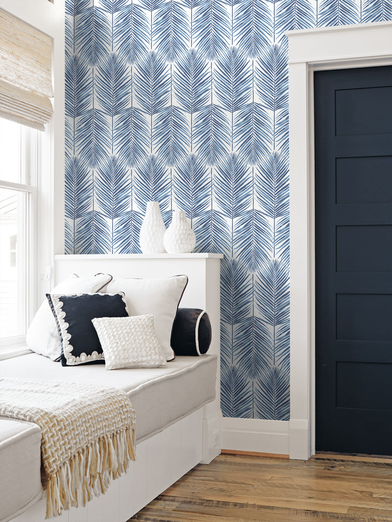 media image for Paradise Palm Wallpaper in Coastal Blue by DuPont 265