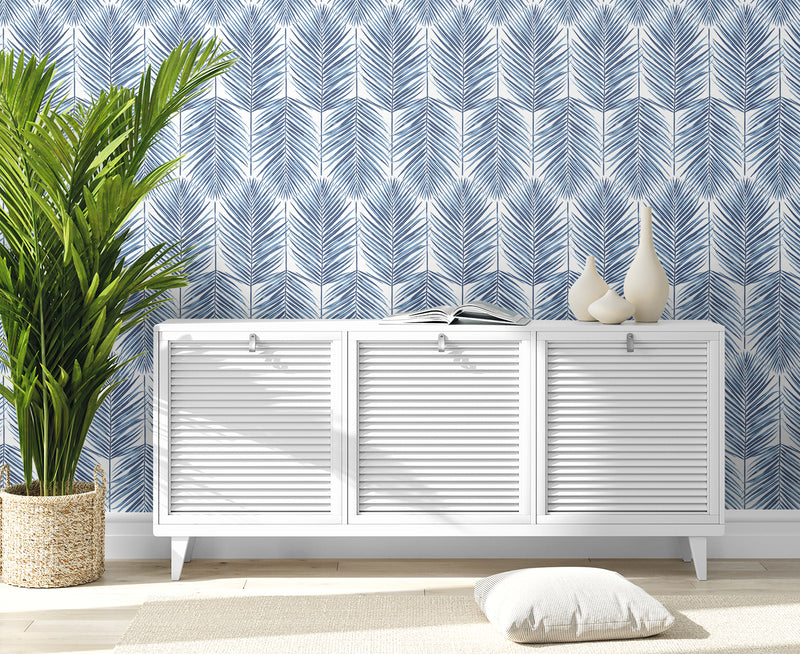 media image for Paradise Palm Wallpaper in Coastal Blue by DuPont 258