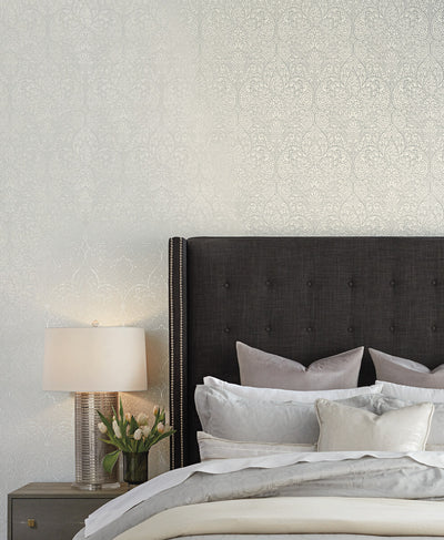 product image for Paradise Bright White/Silver Wallpaper from the After Eight Collection by Candice Olson 45