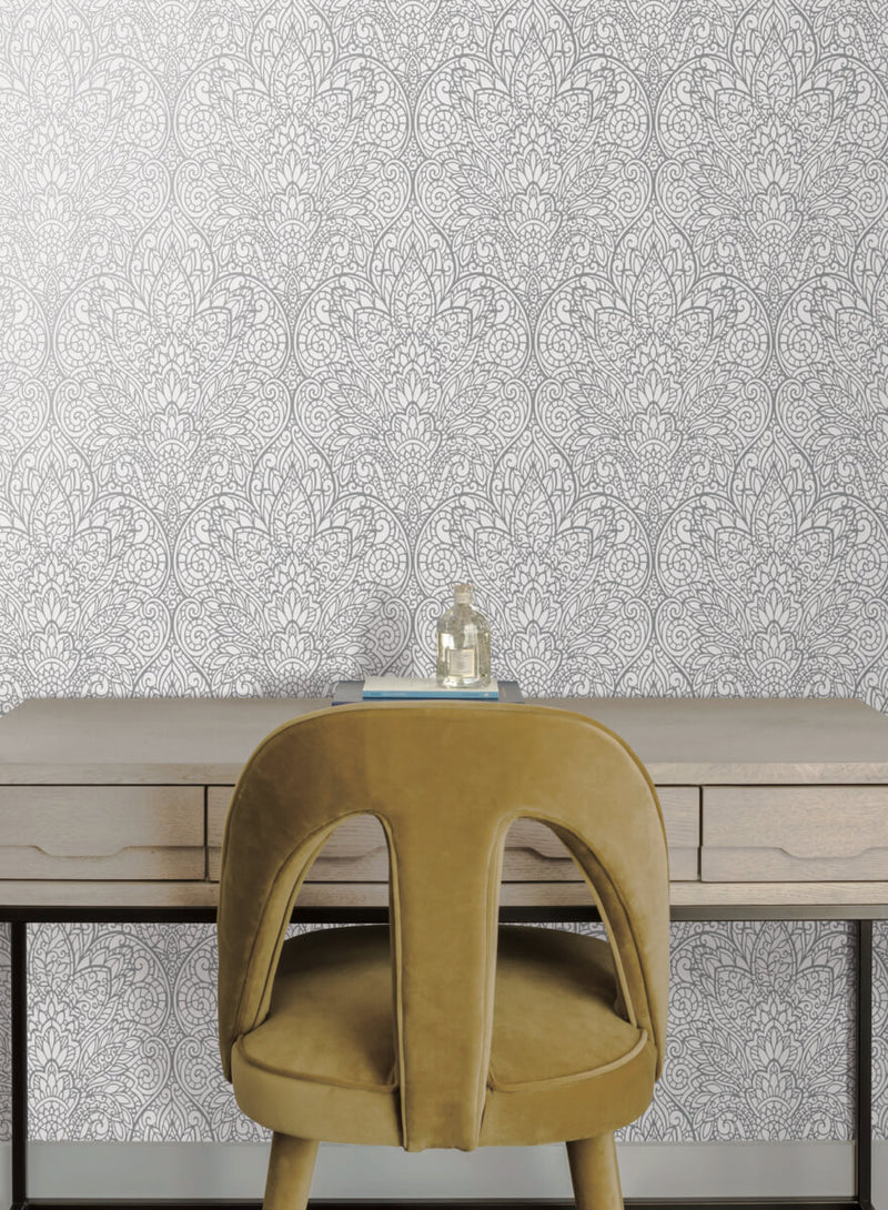 media image for Paradise Bright White/Silver Wallpaper from the After Eight Collection by Candice Olson 273