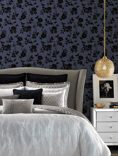 product image for Flutter Vine Blue/Black Wallpaper from the After Eight Collection by Candice Olson 45