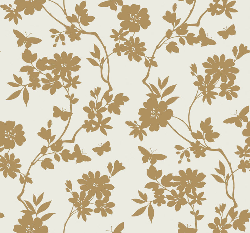 media image for Flutter Vine White/Gold Wallpaper from the After Eight Collection by Candice Olson 210