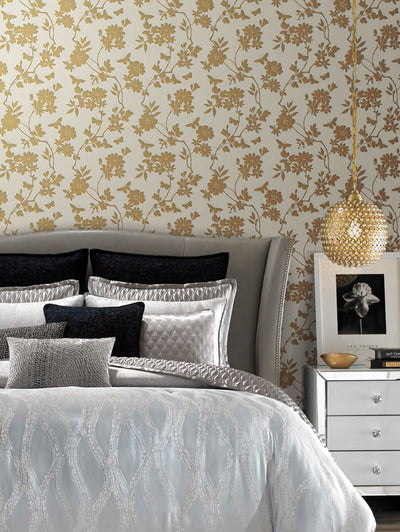 product image for Flutter Vine White/Gold Wallpaper from the After Eight Collection by Candice Olson 25