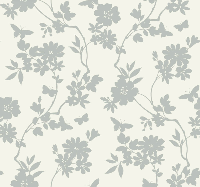 media image for Flutter Vine White/Silver Wallpaper from the After Eight Collection by Candice Olson 211