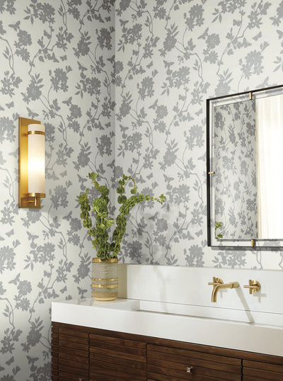 product image for Flutter Vine White/Silver Wallpaper from the After Eight Collection by Candice Olson 60