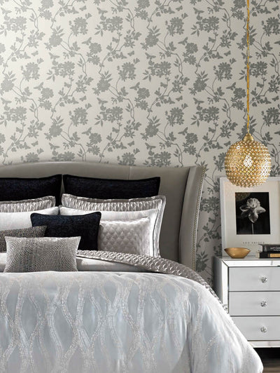 product image for Flutter Vine White/Silver Wallpaper from the After Eight Collection by Candice Olson 89