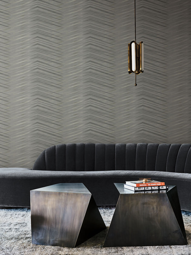 media image for Glistening Chevron Charcoal Wallpaper from the After Eight Collection by Candice Olson 264