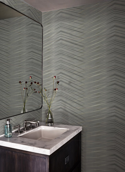 product image for Glistening Chevron Charcoal Wallpaper from the After Eight Collection by Candice Olson 12