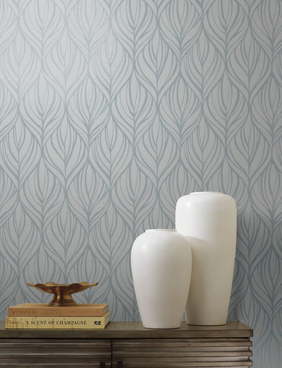 product image for Palma Blue/Silver Wallpaper from the After Eight Collection by Candice Olson 76