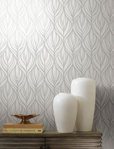 product image for Palma White/Silver Wallpaper from the After Eight Collection by Candice Olson 63