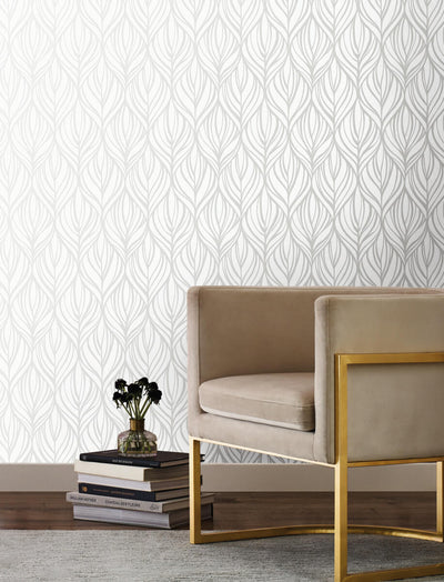 product image for Palma White/Silver Wallpaper from the After Eight Collection by Candice Olson 47