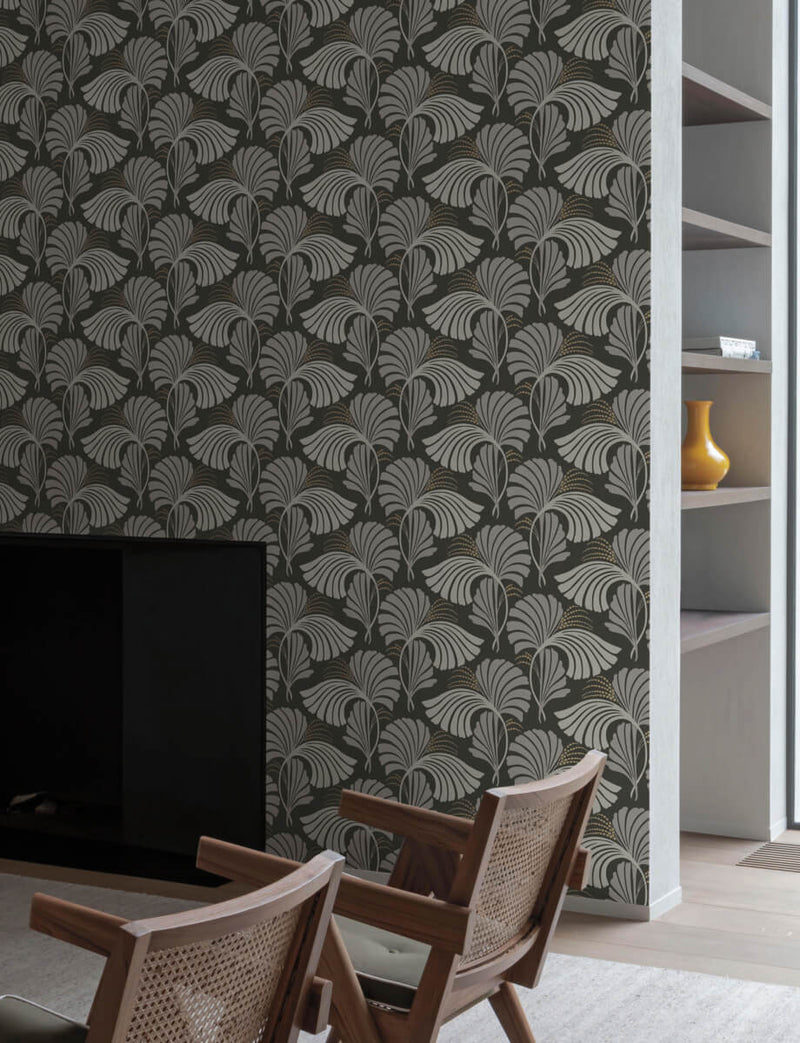 media image for Dancing Leaves Black Wallpaper from the After Eight Collection by Candice Olson 286