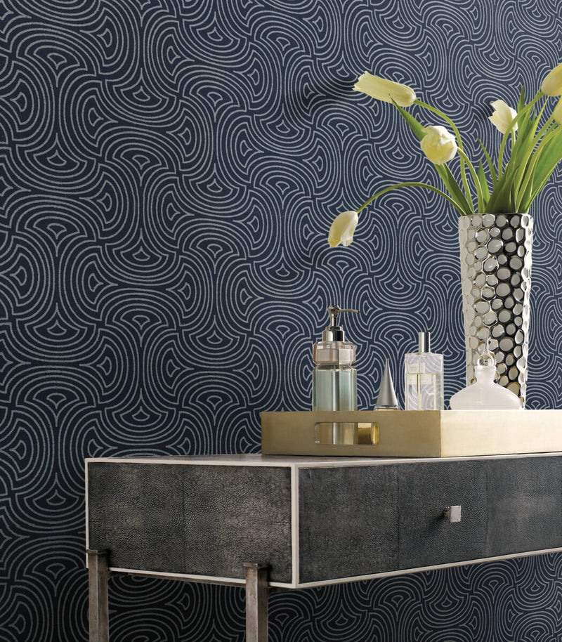 media image for Hourglass Navy Wallpaper from the After Eight Collection by Candice Olson 292