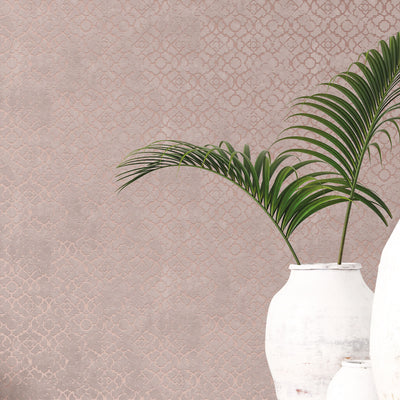 product image for Aged Quatrefoil Pink/Rose Gold from the Emporium Collection by Galerie Wallcoverings 68
