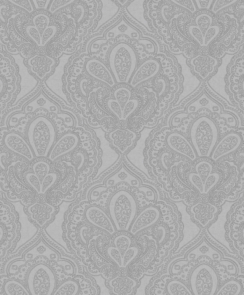 media image for Mehndi Damask Silver from the Emporium Collection by Galerie Wallcoverings 248