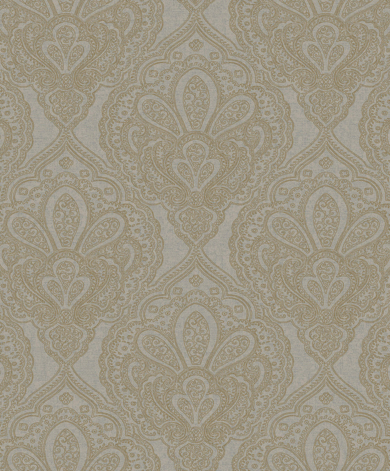 media image for Mehndi Damask Grey/Gold from the Emporium Collection by Galerie Wallcoverings 268