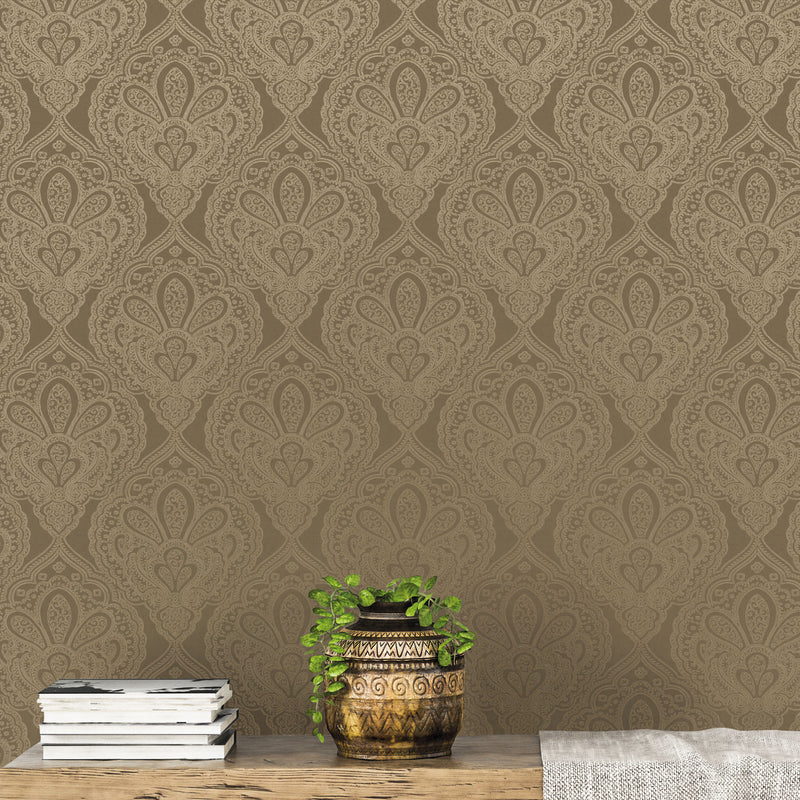 media image for Mehndi Damask Deep Gold from the Emporium Collection by Galerie Wallcoverings 299
