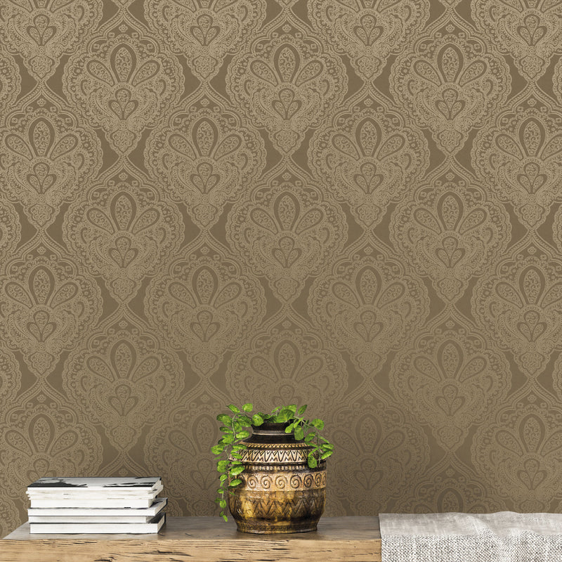 media image for Mehndi Damask Deep Gold from the Emporium Collection by Galerie Wallcoverings 247