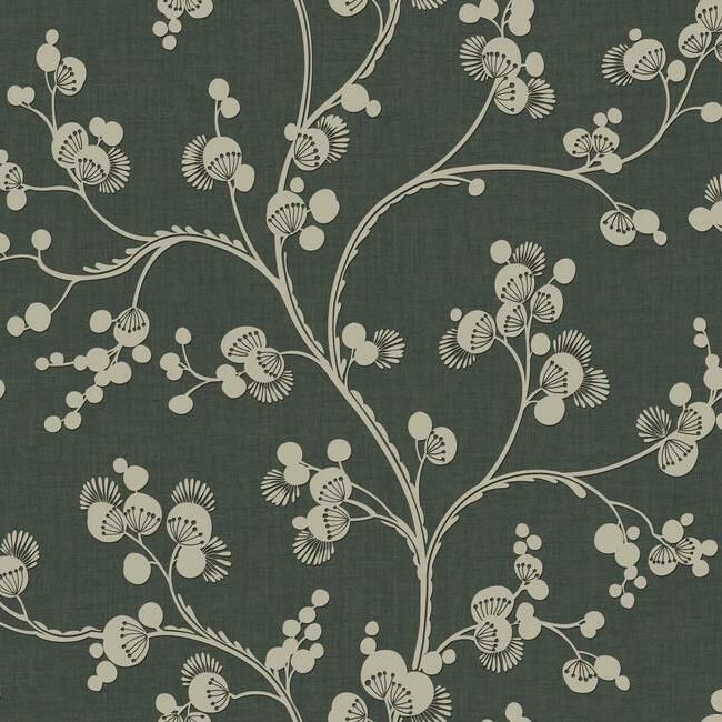 media image for Dahlia Trail Wallpaper in Black and Taupe from the Silhouettes Collection by York Wallcoverings 258