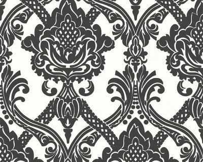 product image of Damask Floral Wallpaper in Black and White design by BD Wall 548